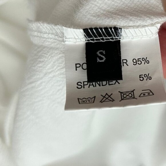 Women’s Blouse Top Cropped Wrap Tie up Off the shoulders Long Sleeve White Sz S - Picture 11 of 12